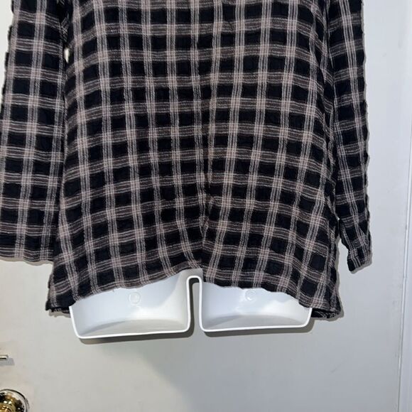 NICHE NILGUN DERMAN Plaid Lagenlook Asymmetrical Lightweight Over shirt-M - Picture 6 of 9